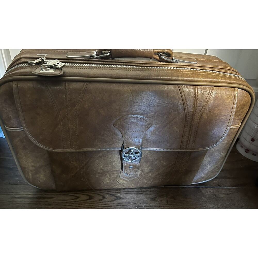 Vintage! American Tourister Suitcase Soft Lock Brown Tan Marble VTG 1975 Luggage